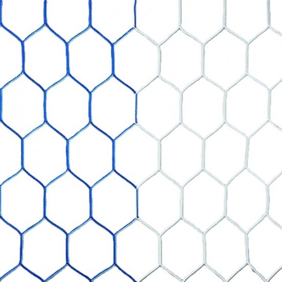 Plasa pentru poarta de fotbal albastru cu alb 7.5m x 2.5m - fir 3,5mm -1023-42